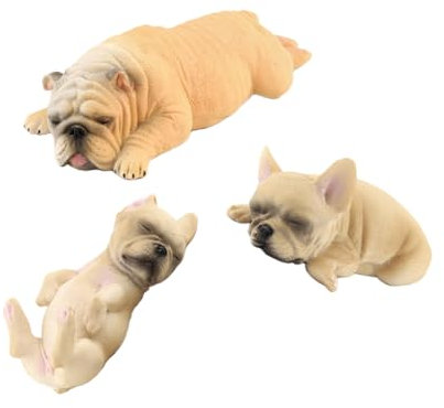 Ciieeo 3stücke Bulldogge Dekofigur Aus Kunststoff Realistisches Hundemodell Als Foto-Requisite Und Zierobjekt Für Wohnzimmer Hotel Und Tischdekor