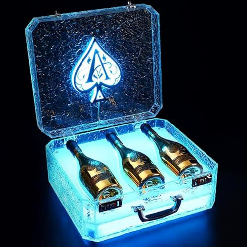 GQQDDD Caja Glorificadora Led Ace of Spade Recargable De 3 Botellas, Estuche Portabotellas De Champán para Club Nocturno, Fiesta, Salón Ba
