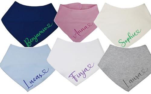 Halstuch Baby Kinder mit Namen in Herzschrift bestickt Sabbertuch Latz Dreieckstuch Geschenk Geburt Geburtstag Taufe Junge Mädchen unisex (rosa)