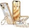 XYZ iPhone 14 Plus Case Gold Phone Case | Case with Stand, Double Ring Kickstand, Women Girls, Bling, Luxury, Glitter, Clear, Phone Case Cover, Heart