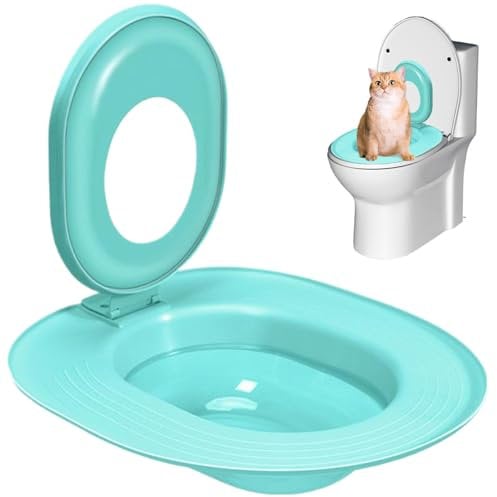 Yaoliucp Cat Toilet Trainer Kit Cat Toilet Trainer Portable Toilet Training for Cats Reusable Cat Potty Toilet Training Kit Anti-Slip Cat Litter Box Trainer, Blue, Cat Toilet Trainer Kit