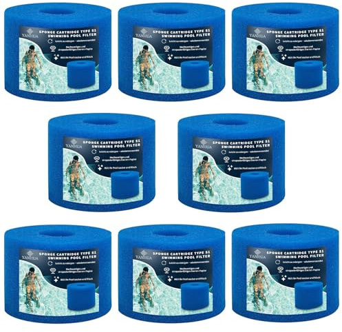 YANHUA Filtre Spa pour Intex S1 Reutilisable, Filtre S1 Spa pour Intex Mousse Filtrante de Piscine (8PCS)