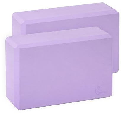 EXERZ Yoga Blocks 2pcs Gym Bricks -Comfortable Fitness Yoga Bricks, Anti-Slip, Lightweight and Travel Friendly Pilates Practice (Lavender)
