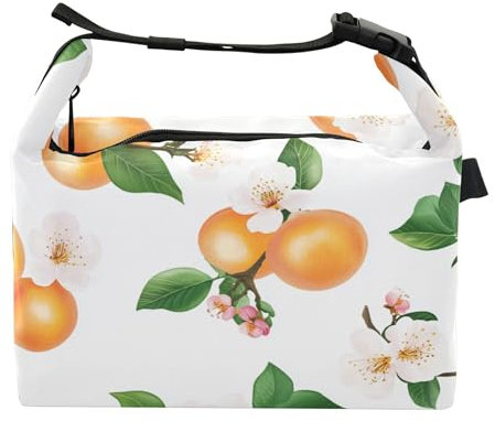 Borsa per il pranzo con frutta albicocca dolce bianca isolata impermeabile borsa per il pranzo per lavoratori di giardinaggio