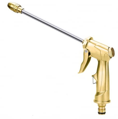 Gold Garden Hose Nozzle, Adjustable High Pressure Metal Spray Gun, Leak Proof Spray Nozzle for Yard Work, Car Washing, Cleaning Work