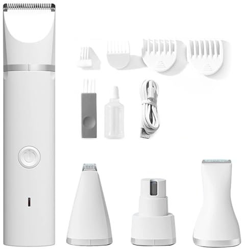 Dr Pfoten Multitrim Pro - Die Stressfreie 4-In-1 Hundeschermaschine, Profi Haarschneidemaschine für Katzen Hunde, Leise Schermaschine Hund Katze, Pfotentrimmer für Haustier