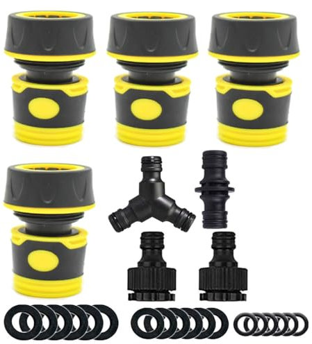 Set di Collegamento per Tubo da Giardino da 8 Pezzi, Raccordo per Tubo Attacco Rapido da 3/4 di Pollice Connettore per Tubo, per Lavaggio Auto e Collegamento del Tubo