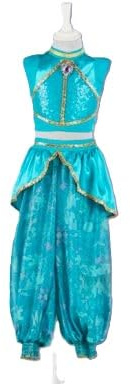 Disney Store Official Princess Jasmine Costume for Kids, Aladdin, Turquoise Trousers and Top Set for Parties, Roleplay & Halloween