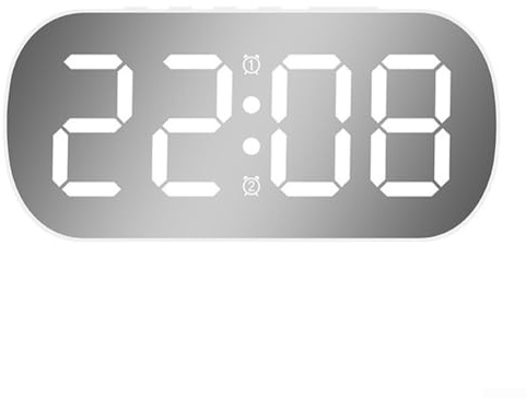 CYRENT LED-Spiegel-Digitalwecker, USB/batteriebetrieben, Nachttischuhr, einstellbare Helligkeit für Schlafzimmer, Büro, Schreibtisch, 8 x 6,5 x 3,5 cm (B x B x H)