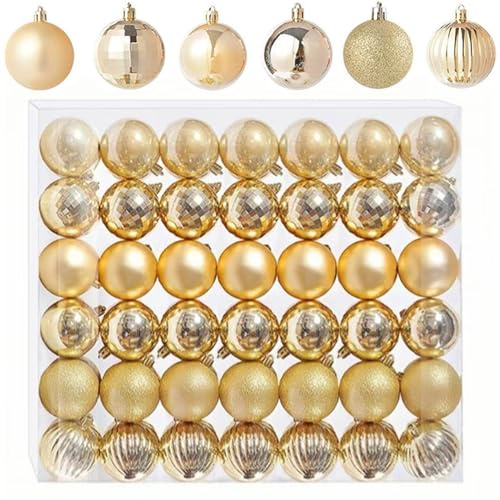 ATB Foger 42 Stück 3 cm Weihnachtskugeln Dekoration Mini Weihnachts hängende Kugeln Gold glitzernde Weihnachtsbaum Ornamente für Urlaub, Hochzeit, Party, Dekoration