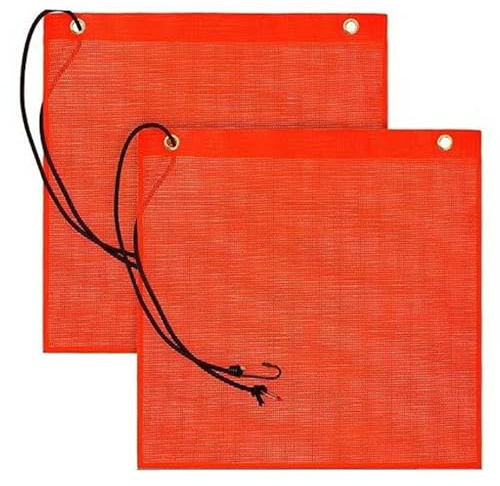 LIMEOW 2 Stück 30 x 30 cm Rote Fahne Überlänge, Ladungssicherung, Warntafel Fahrradträger Mit Gummiseil und Kupferverschluss, Geeignet für Flaggen An Autos, Wohnmobilen, Anhängern und Fahrradträgern