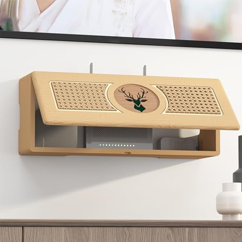 ZIGTUEI Wand-Mount-WiFi-Router-Aufbewahrungsbox, WLAN-Router-aufbewahrungsschrank, Unsichtbare Aufbewahrung, WLAN Regal, für Wohnzimmer, Büro, Schlafzimmer(50x20x14cm/19.7x7.9x5.5in)