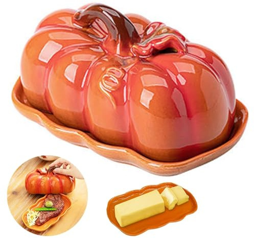 Halloween Geschirr Porzellan, Butterdose, Kürbis Herbst Servierplatte,Dekorative Aufbewahrung Für Butter Käse Dessert Herbstdekoration Erntedankfest