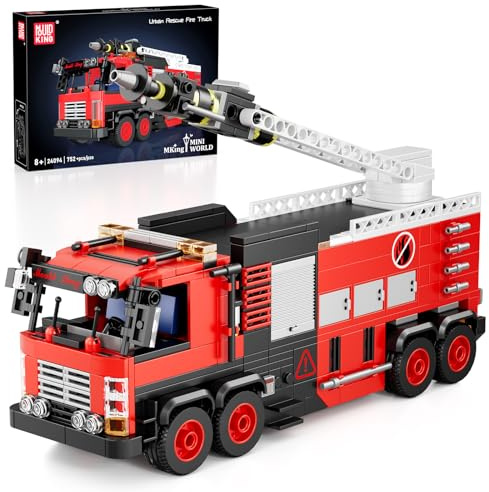 Mould King City 24094 Klemmbausteine Feuerwehr Feuerwehrauto Spielzeug Bausteine mit Wasserspritze Fire Truck LKW Bauspielzeug Kompatibel mit Andere Marke(752 Teile)