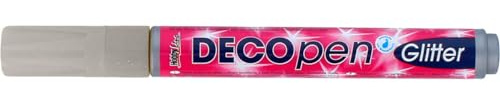 Kreul 46181 - Deco Pen glitter, Universalstift zum Gestalten, Beschriften und Verzieren von kleinen, originellen Geschenken, mit Rundspitze, Strichstärke 1 - 3 mm, silber