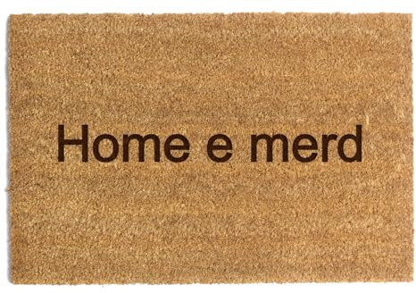 Divertente Zerbino in fibra di cocco con il messaggio 'Home e merd' - Tappeto d'ingresso antiscivolo naturale per l'interno della casa (40x60cm)