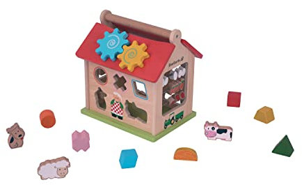 EverEarth Bauernhof Sortierspiel aus nachhaltigem Holz – Lernspielzeug zur Förderung von Motorik und Farbenlernen – Kinderspielzeug mit unbedenklichen Wasserfarben – Sortierset EE33764