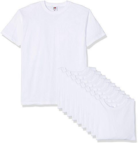 Fruit of the Loom Men's Valueweight Short Sleeve T-Shirt Pack of 10, White, Small