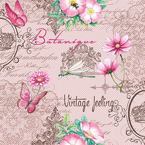 20 Servietten Blumen Vintage Blumenmuster rosa Geburtstag zeitlos modern 33 x 33cm