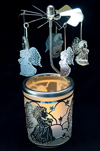 Pyramide/Rondell Silber Teelichtglas im Geschenkkarton Set inkl. Dufthänger (Schutzengel)