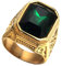 PAURO Herren Edelstahl Jahrgang Golden Square Eheringe Mit GroßEn Stein GrüN GrößE 65