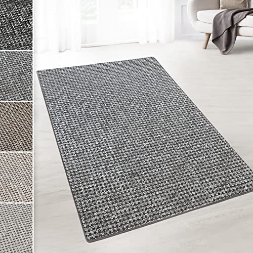 Floordirekt Teppichläufer Grandeur - Teppich Läufer Meterware für Wohnzimmer, Flur, Büro, Schlafzimmer - gekettelt (Grau, 66x350 cm)