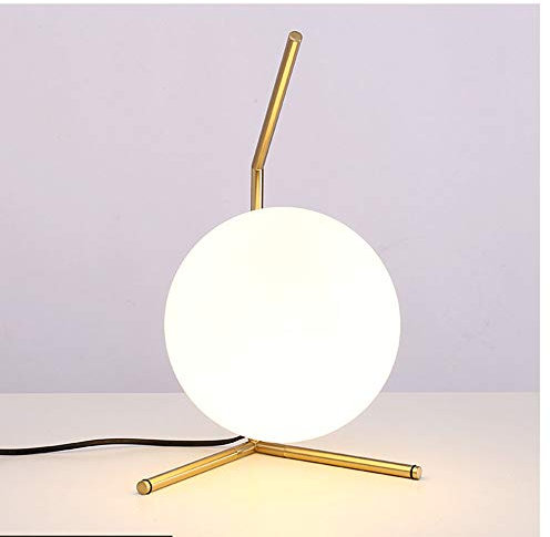 hermosa Una bola flotante de vidrio lámpara de mesa esférica con marco 20.0cm diámetro de la bola) Lámpara de mesa hecha de vidrio opal Luz blanca