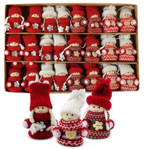 Weihnachtswichtel zum hängen - 24er Set - Wichtel hängend Weihnachtszeit | Baumschmuck Tannenbaum Christbaum Schmuck Christbaumschmuck Anhänger Baumhänger Tannenbaumschmuck Holzschmuck Aufhänger