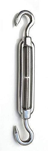 Turnbuckle Wire Tensioner POWERTOOL Stainless Steel Turnbuckle Hook and Hook Adjustable Turnbuckle for Pipe System, Chain Link Fence, Pull up Clothesline, etc (M10)