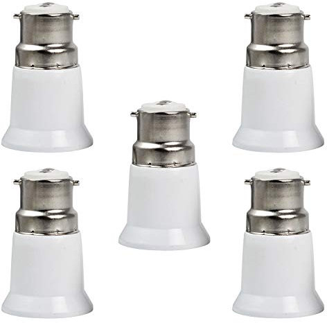 5 Pack B22 to E27 Socket Adapter, Bayonet BC Cap B22 To E27 ES Edison Screw Converter, BC to ES Extend Lamp Holder Base, B22 to E27 Adaptor Holder Fitting 0-250V, 2A Lamp Socket Converter