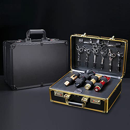 Acesunny Barber Tragetasche Haarschneider Werkzeugtasche Organizer Friseursalon Werkzeug Barber Stylist Koffer Tragetasche Haarschneider Werkzeugkasten (Gold)