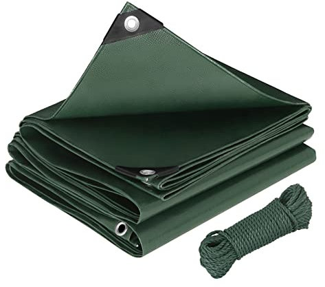 Laneetal Telone Idrorepellente Esterno PE 4x8 m 280 g/m², Rinforzato con Occhielli Copertura per Mobili Camion Piscina Corda di 26 m,Telo Protettivo Multiuso per Mobili da giardino, Auto,Verde