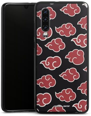 Silikon Hülle kompatibel mit Huawei P30 Case schwarz Handyhülle Naruto Shippuden Pattern Akatsuki