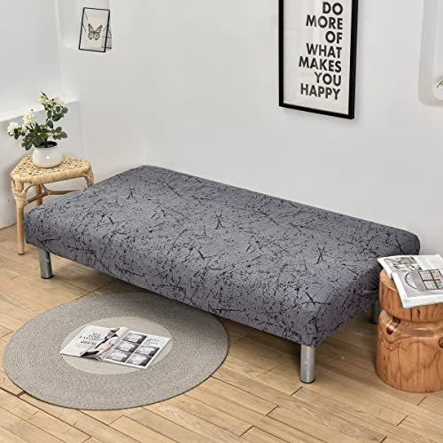 AQIGR Sofabezug Ohne Armlehnen, Moderner Druck Sofabezug 3 Sitzer Ohne Armlehne Stretch Couch überzug Armlose Sofabettüberzug für Faltbares Schlafsofa Ohne Armlehnen