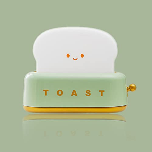 Süßer Toaster LED Nachtlicht, Woukksy Nachttischlampe für Kinder, Baby, Mädchen, Stilllicht Wiederaufladbare Dimmbar mit Timing Funktion, Nachtlampe für Kinderzimmer Deko, Ideal Geschenke, Grün (Grün)