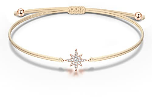 NINAWSIH Armband Kompass Damen 925er Sterling Silber Lederarmband Unisex Fussketten Freundschafts Geschenk zum Geburtstag Weihnachten Muttertagsgeschenk für Mutter Frau Freundin Tochter Schwester Oma