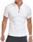 KUYIGO Herren Classic Zip Up Kurzarm-Polo-Shirts Casual Slim Fit Tops Basic Designed Cotton ShirtsL Weiß