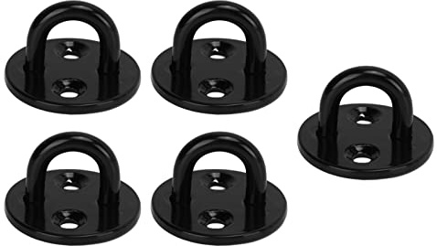 Alomejor Anclaje de Pared Grueso de Placa de Ojo de 5 uds., Acero Inoxidable Negro, Rodamiento de Carga Mejorado, Almohadilla de Servicio Pesado, Ganchos de Ojo de Placa de Ojo