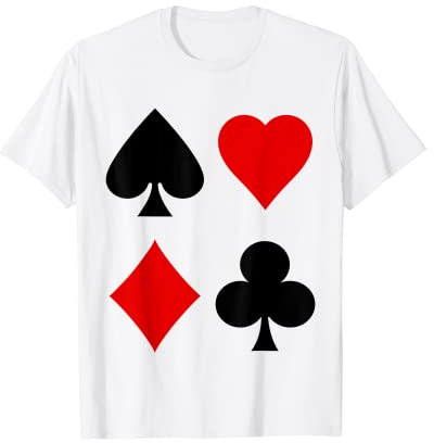 Spielkarten Symbole Karo Pik Kreuz Herz Dame Skat Poker T-Shirt