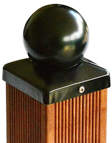Pfostenkappe Zaunkappe Zierkappe schwarz mit Kugel, inkl. VA-Schrauben (für Pfosten 9x9 cm)
