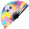 GloFX Rave Fan - Rainbow Alien - Large Folding Fan - Festival Gear for Music Festival Outfits, Rave Enthusiasts, and Cosmic Vibes