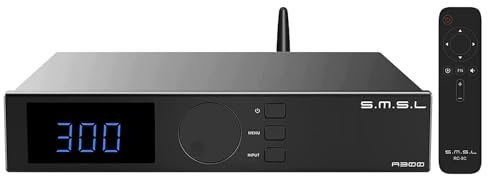 S.M.S.L A300 Amplificador de Potencia HiFi Receptor de Audio de Alta resolución con Efectos de Sonido SDB de Amplificador Integrado de Clase D, RCA, Bluetooth 5.0, Entrada USB, 165Wx2 THD+N0,004%