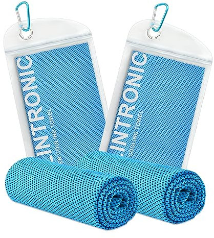 Flintronic Kühlendes Handtuch, Kühltuch Set, 2 Stück 120x30 cm, Mikrofaser-Handtuch, Cooling Towel, Eishandtuch, Schnell Trocknendes Eishandtuch für Golf, Reisen, Wandern, Fitnessstudio, Yoga, Workout