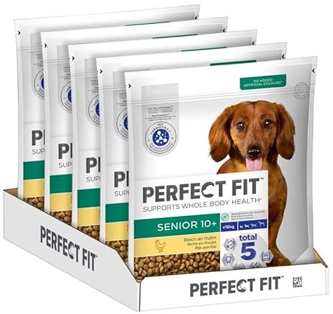 Senior 10+ Trockenfutter für kleine (<10kg) ältere Hunde ab 10 Jahren, 5 x 825g (5 Beutel) – Premium Hundefutter trocken reich an Huhn zur Förderung der Mobilität