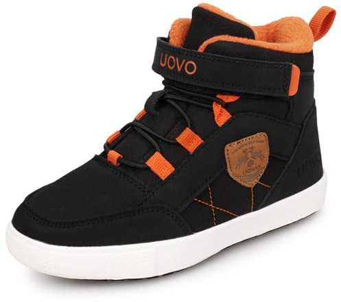 UOVO Chaussures D'hiver pour Garçons Baskets pour Enfants Bottes de Neige Résistantes à l'eau Chaussures D'extérieur Doublées Chaudes Noir Taille 37