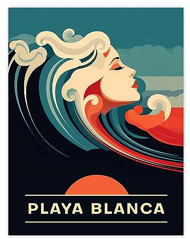 Artery8 The Seaside Calls Playa Blanca Beach Colombia Sunset Woman of the Waves Sea Siren Ocean Large Wall Art Poster Print Thick Paper 18X24 Inch