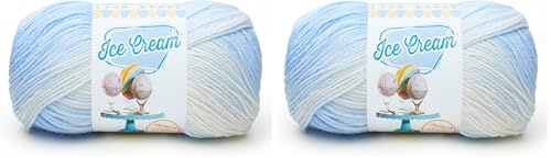 Lion Brand Yarn Company 100 Percent Acrylic Ice Cream Yarn, Blueberry, 923-203,10.89 x 10.89 x 22.32 cm (Pack of 2)
