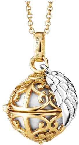 Engelsrufer Damen Halskette aus Sterling Silber mit Klangkugel Anhänger Gold in der Größe XS mit perlmutt Klangkugel, Karabinerverschluss, nickelfrei, Größe: 45+5 cm, ERN-ER23-20-XS-G