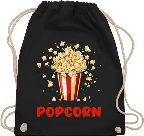 Turnbeutel Rucksack - & Fasching - Taschen - Popcorn Fan I Popcornverkleidung Karneval I Filmliebhaber Pop Corn I Fastnacht I Fasnacht I Fasnet - Unisize - Schwarz - popcorntasche karnevalsbeutel