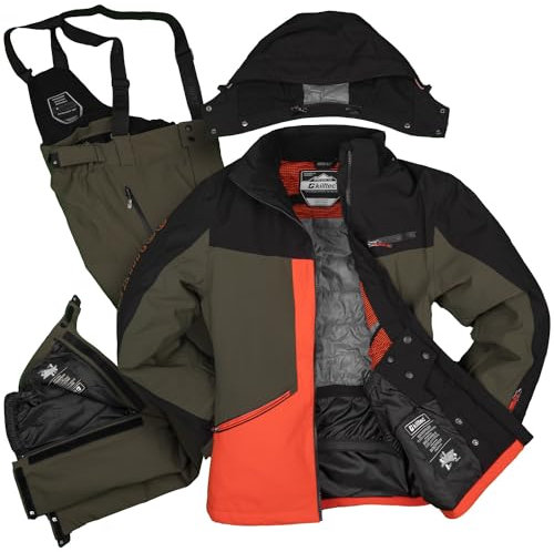 Killtec Herren Skianzug Größe XXL - aus Skijacke olive schwarz terracotta und Skihose olive - mit 10000mm Wassersäule - wasserdicht, atmungsaktiv